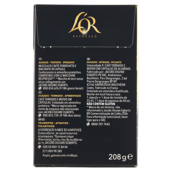 L'Or Espresso Forza 9- 40 Capsule Caffè Compatibili con Macchine Nespresso*® Original 208g