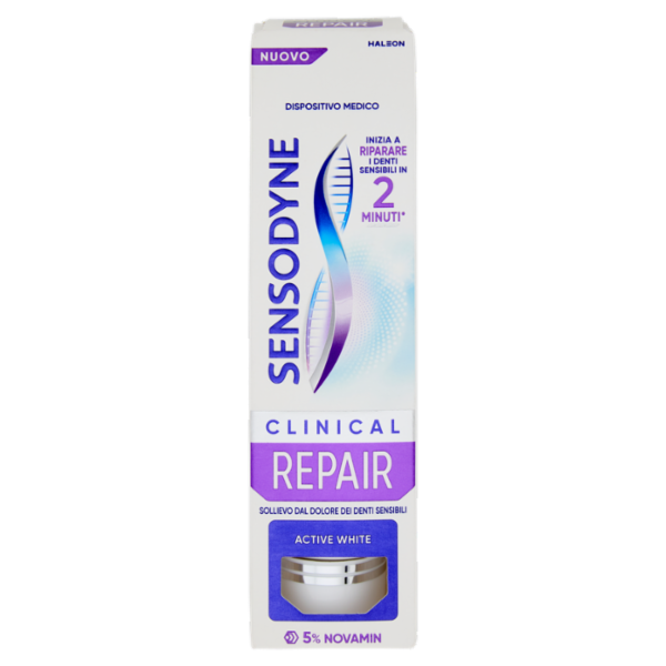 Sensodyne Clinical Repair Active White,inizia a riparare i Denti Sensibili in 2 min*,Sbiancante,75ml