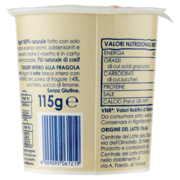 Mukki yogurt da latte 100% Toscano Fragola 100% naturale 115 g