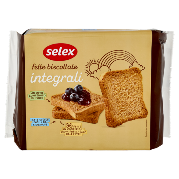 Selex Fette Biscottate con Farina di Frumento Integrale in Confez. Salvafreschezza 9x4 fette 320 g