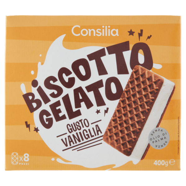Consilia 8 Biscotti Ripieni di Gelato Vaniglia 400 g