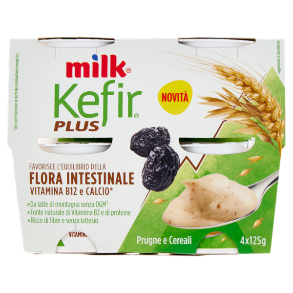 Milk Kefir Plus Flora Intestinale Prugne e Cereali 4 x 125 g