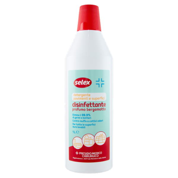 Selex Detergente per Pavimenti e Superfici Disinfettante Profumato Bergamotto 1 L