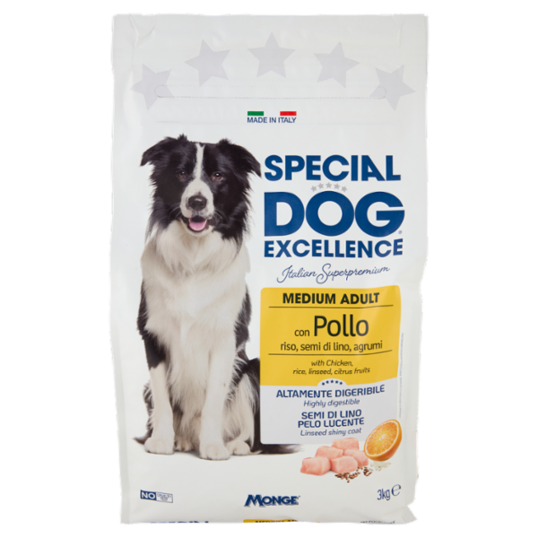 Special Dog Excellence Medium Adult con Pollo riso, semi di lino, agrumi 3 kg