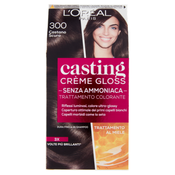 L'Oréal Paris Tinta Capelli Casting Creme Gloss, Senza Ammoniaca, 300 Castano Scuro