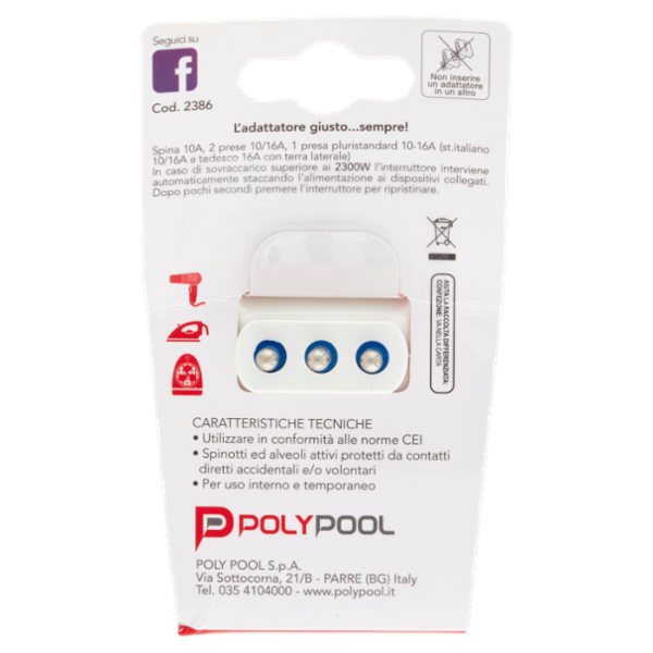 Polypool Adattatore Spina Piccola e Prese Grandi