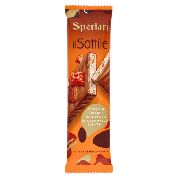 Sperlari il Sottile Torrone Friabile Ricoperto al Caramello Salato 110 g