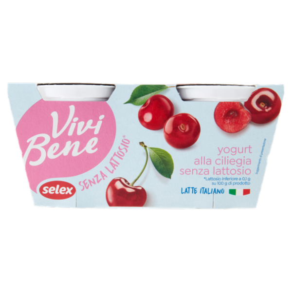 Selex Vivi Bene Yogurt Magro alla Ciliegia Senza Lattosio 2x125 g