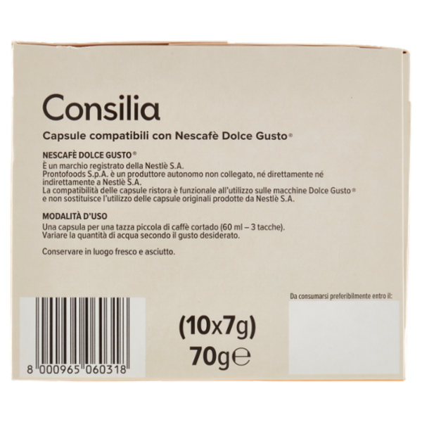 Consilia Caffè Espresso Macchiato in Capsule Compatibili Dolce Gusto 10 pezzi