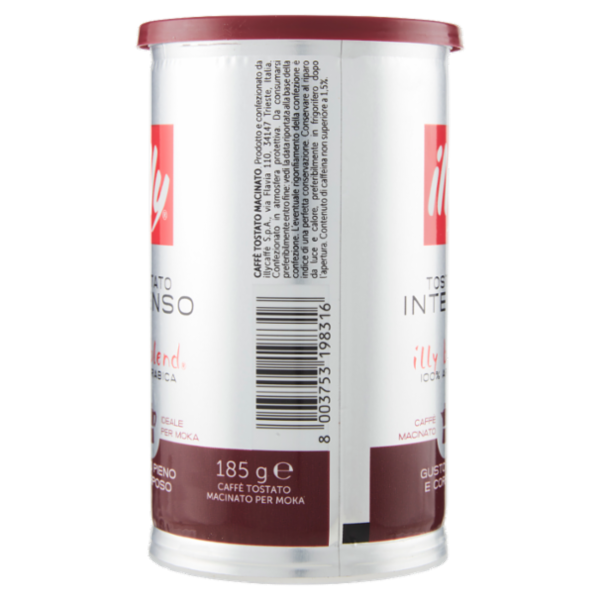 illy Tostato Intenso Caffè Macinato Ideale per Moka 185 g