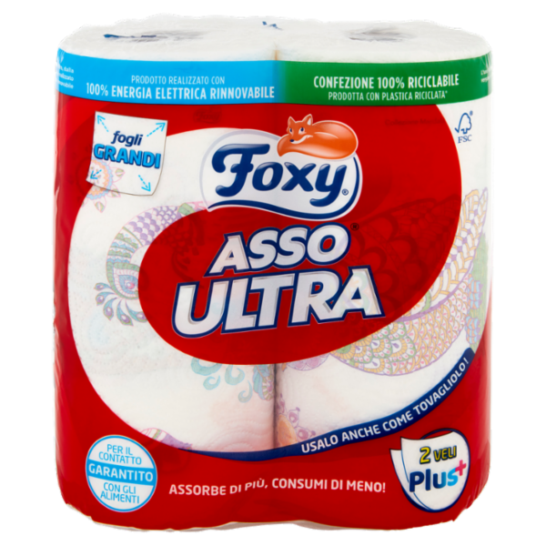 Foxy Asso Ultra Asciugatutto decorato 2 maxi rotoli