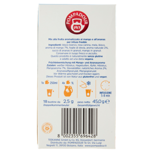 Pompadour Fredde Infusioni Mango e Ananas 18 x 2,5 g