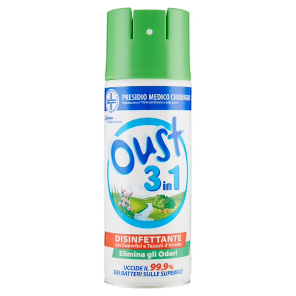 Oust 3 In 1 Spray Disinfettante 400 Ml, Uccide Il 99,9% Dei Batteri Ed Elimina Gli Odori
