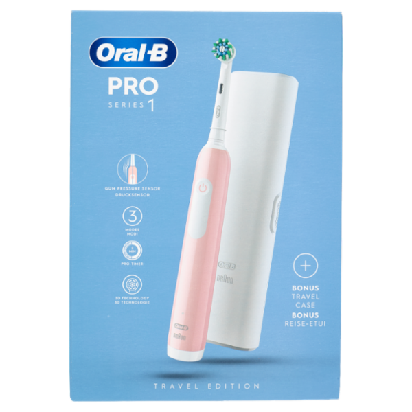 Oral-B Spazzolino Elettrico Denti Ricaricabile Pro Series 1 Pink Travel Edition