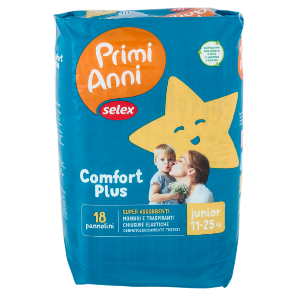 Selex Primi Anni Pannolini per Bambini Dry Comfort Junior 11-25 kg 18 pezzi