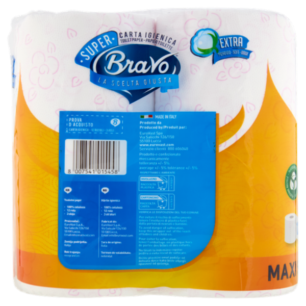 Bravo Super Carta Igienica 3 Veli 12 pz