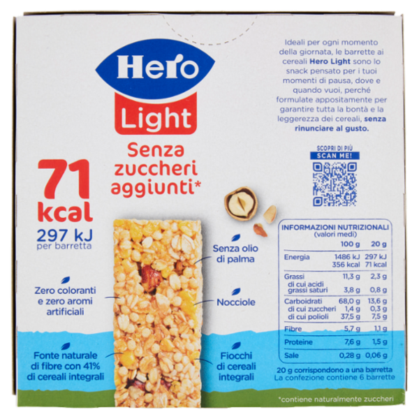 Hero Light Barrette Nocciole 6 x 20 g
