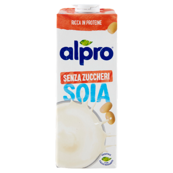alpro Senza Zuccheri, Bevanda alla Soia 100% vegetale con vitamine B2, B12 e D 1 Litro