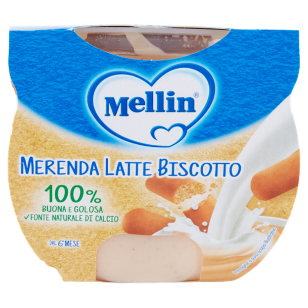 MELLIN Merenda Latte e Biscotto al cucchiaio 2 x 100 g