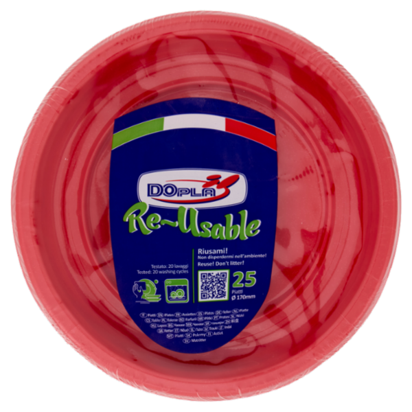 DOpla Re-Usable Piatti frutta Ø 170mm Rosso 25 pz