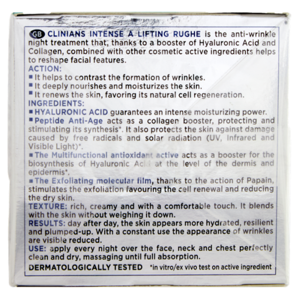 Clinians Intense A Lifting Rughe Notte Trattamento Antirughe Acido Ialuronico 50 mL