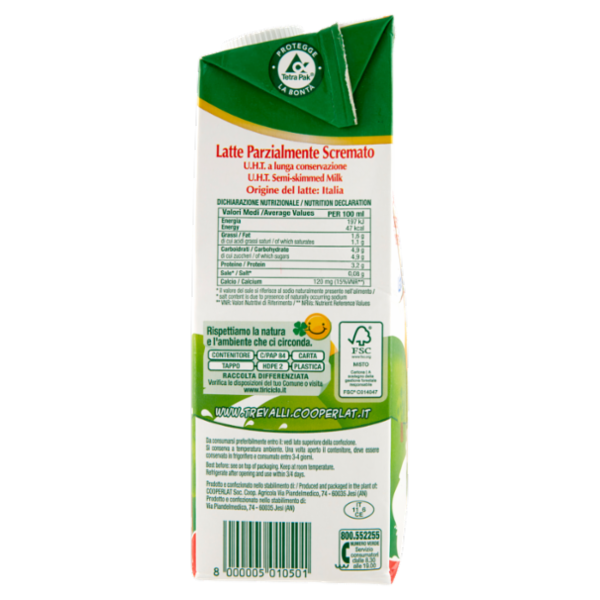 treValli Latte Parzialmente Scremato 1000 ml