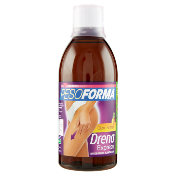 Pesoforma Drena Express, Drenante liquido Gusto Ananas, Flacone da 500ml
