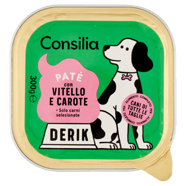 Consilia Derik Paté per Cane con Vitello e Carote 300 g