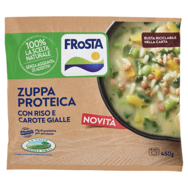 FRoSTA Zuppa Proteica con Riso e Carote Gialle 450 g