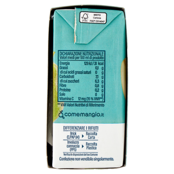 Selex Succo e Polpa di Pera con Mela senza Zuccheri Aggiunti 3x200 ml