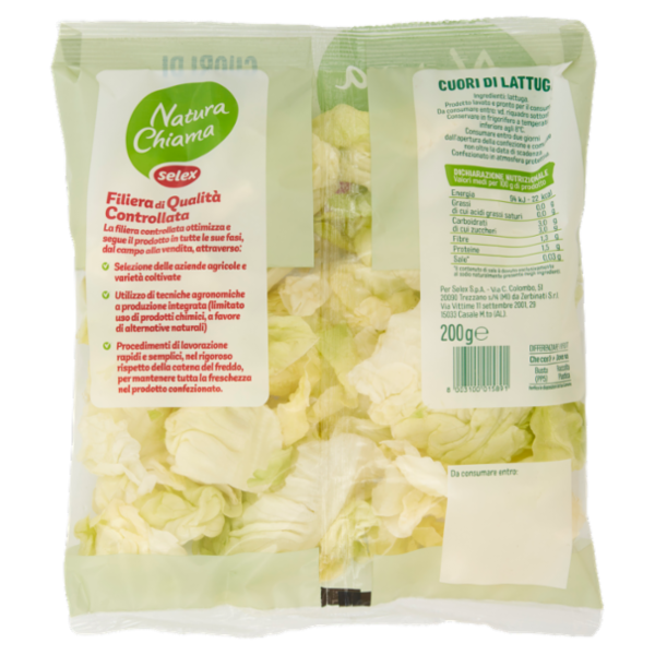 Selex Natura Chiama Cuori di Lattuga Lavati e Pronti per il Consumo 200 g