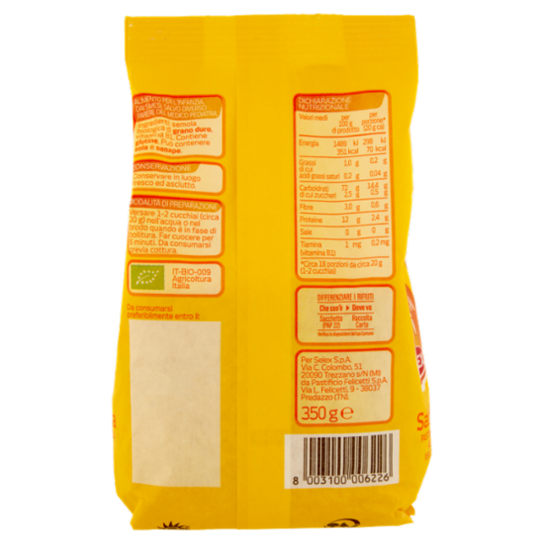 Selex Primi Anni Pastina per l'Infanzia Sabbiolina Biologica 350 g