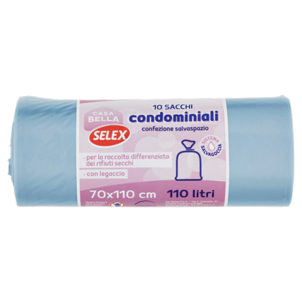 Selex Casa Bella Sacchi Pattumiera Trasparente con Legaccio Cm 50X60 20 pezzi
