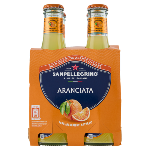 BIBITE SANPELLEGRINO, Bevanda Gassata,Aranciata, Vetro - 4x200ml