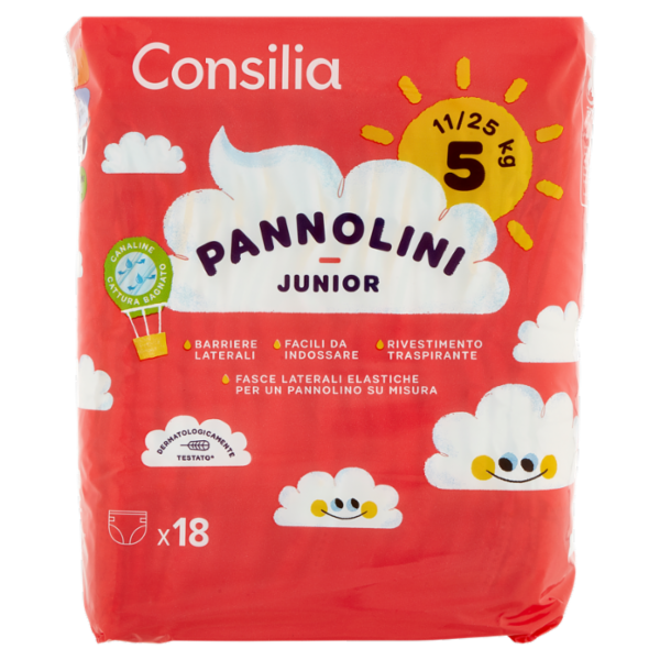 Consilia Pannolini per Bambini Junior 11-25 kg 5 18 pezzi