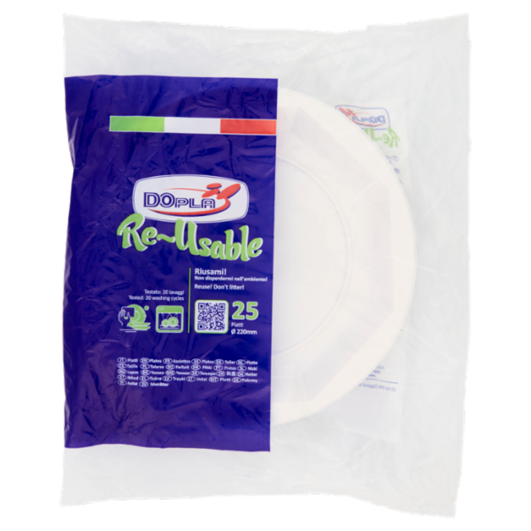 DOpla Re-Usable Piatti Piani Ottagonali Ø 220mm 25 pz