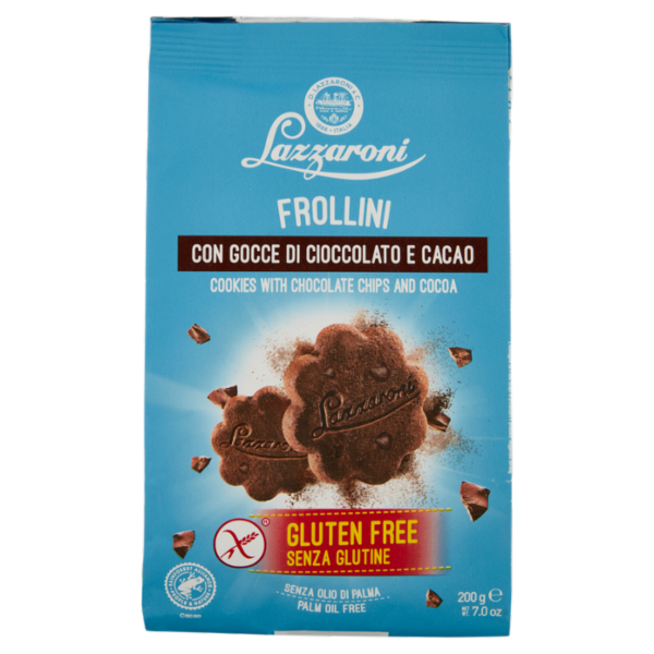 Lazzaroni Senza Glutine Frollini con Gocce di Cioccolato e Cacao 200 g