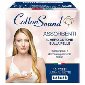 Cotton Sound Assorbenti in Cotone Notte Con Ali 10 pezzi