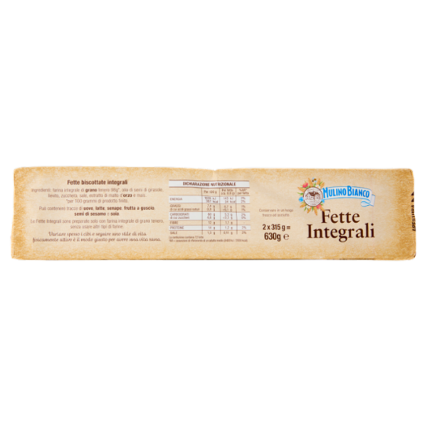 Mulino Bianco Fette Biscottate Integrali Ricche di Fibre 630g