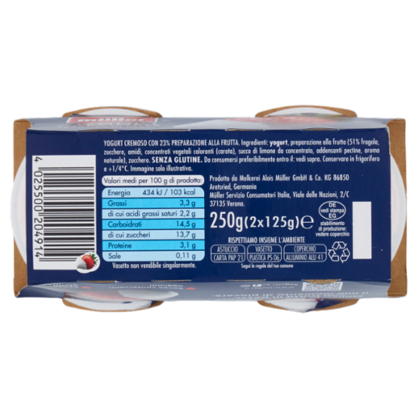 müller Yogurt Cremoso Fragola in Pezzi 2 x 125 g