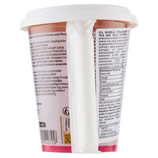 O's Bubble Jelly Popping Boba Strawberry Peach Green Tea 350 ml