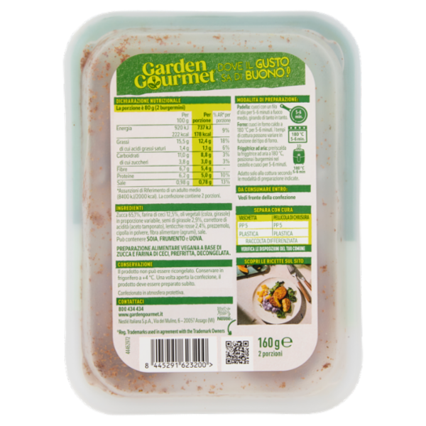 GARDEN GOURMET Burger Mini Vegano di Zucca 4 pezzi 160g