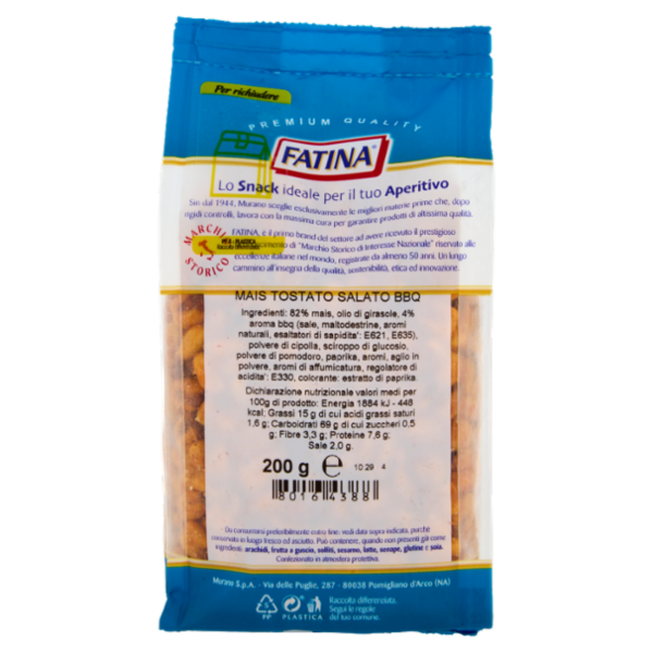 Fatina Snack Croccante Mais Tostato Salato BBQ 200 g