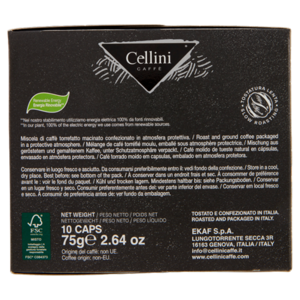 Cellini Caffè Extra Bar ristretto intenso 10 Capsule Compatibili 75 g
