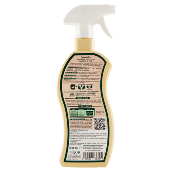Lavanderina Detergente Bagno Multisuperficie Mentolato Ecobio 650 mL