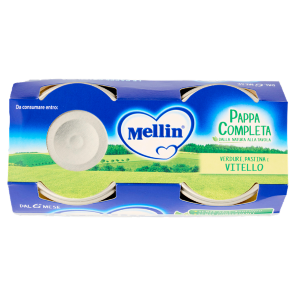 MELLIN Pappa Completa, Pastina Verdure Vitello, dal 6° mese, 2x250g