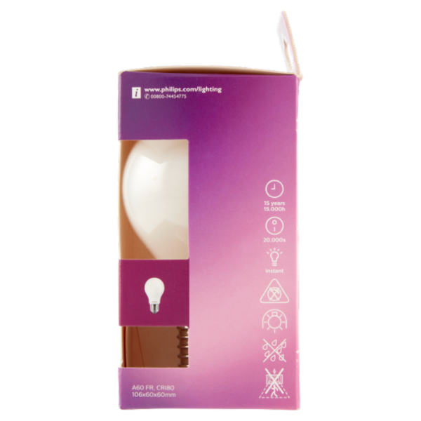 Philips Led goccia vetro 60W E27 4000K non dim