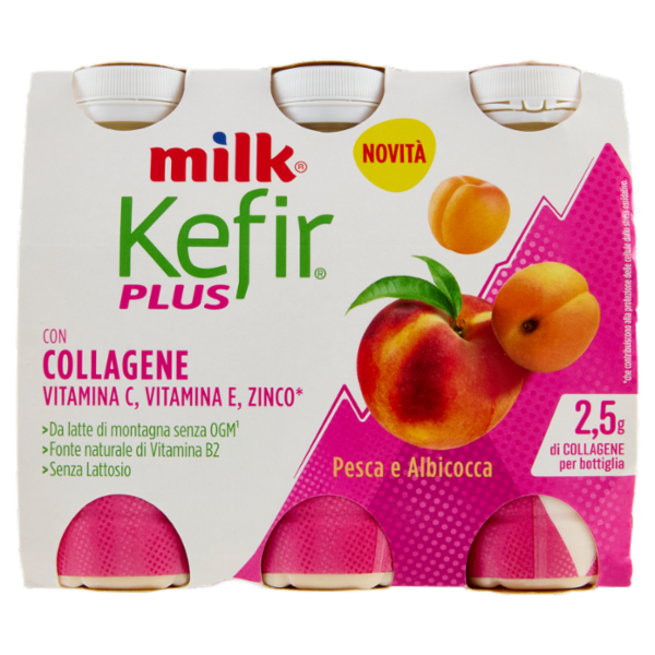 Milk Kefir Plus con Collagene Pesca e Albicocca 6 x 100 g