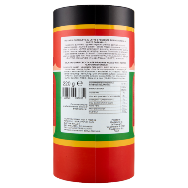 La Suissa Praline di Cioccolato al Latte e Fondente Ripiene di Crema al Gusto Caramello 220 g