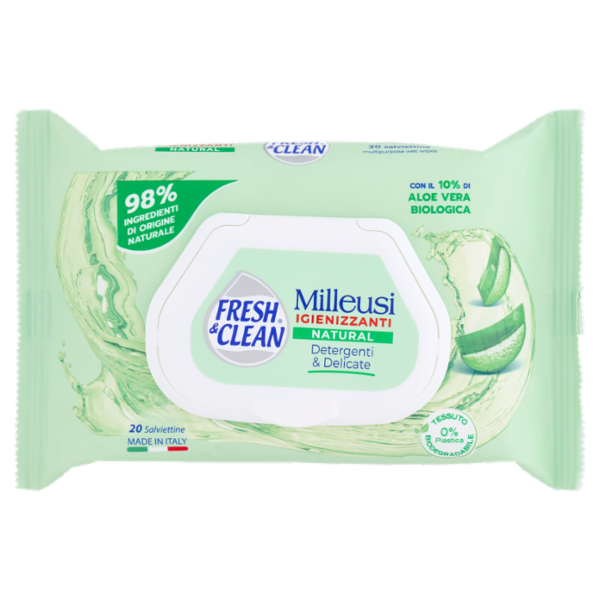 Fresh & Clean Salviettine Milleusi Igienizzanti Natural 20 pz